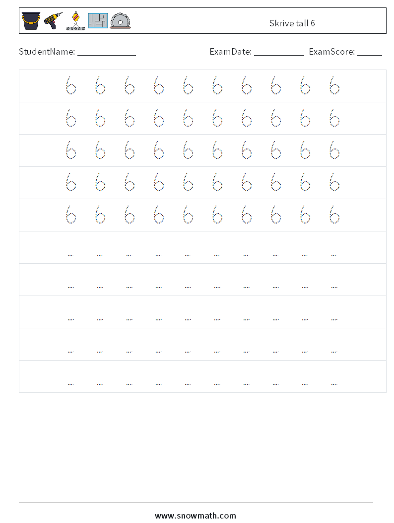 Skrive tall 6 MathWorksheets 4