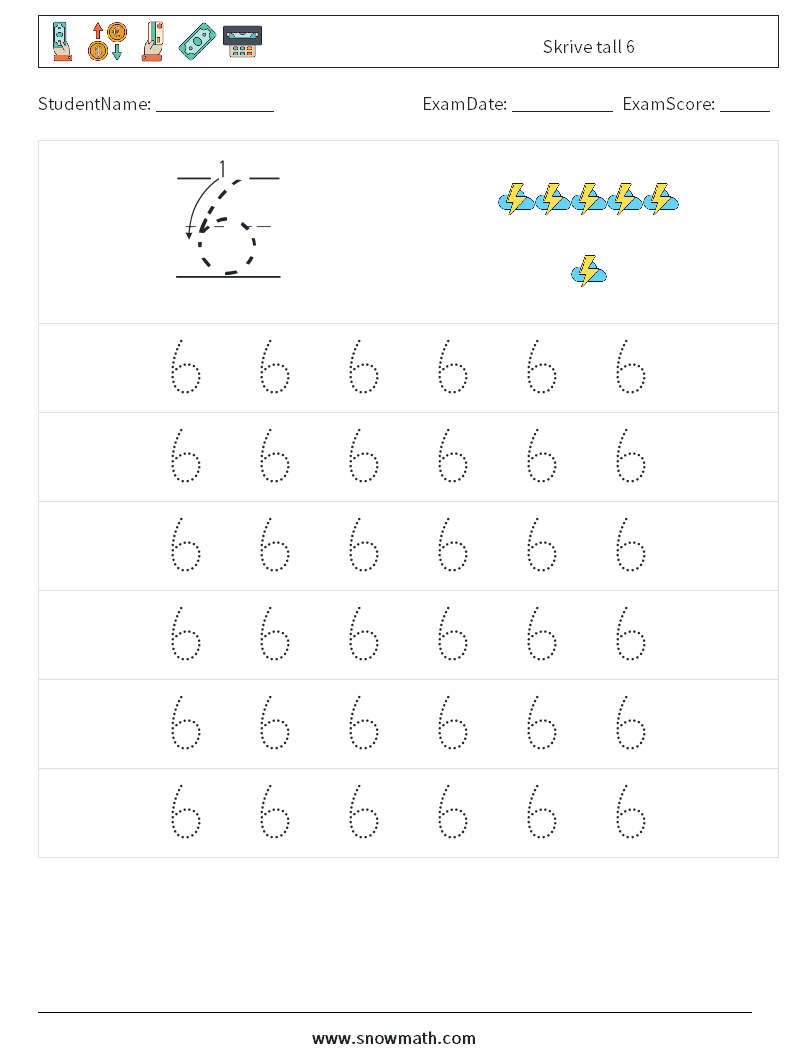 Skrive tall 6 MathWorksheets 5