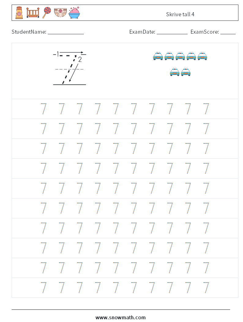 Skrive tall 4 MathWorksheets 1