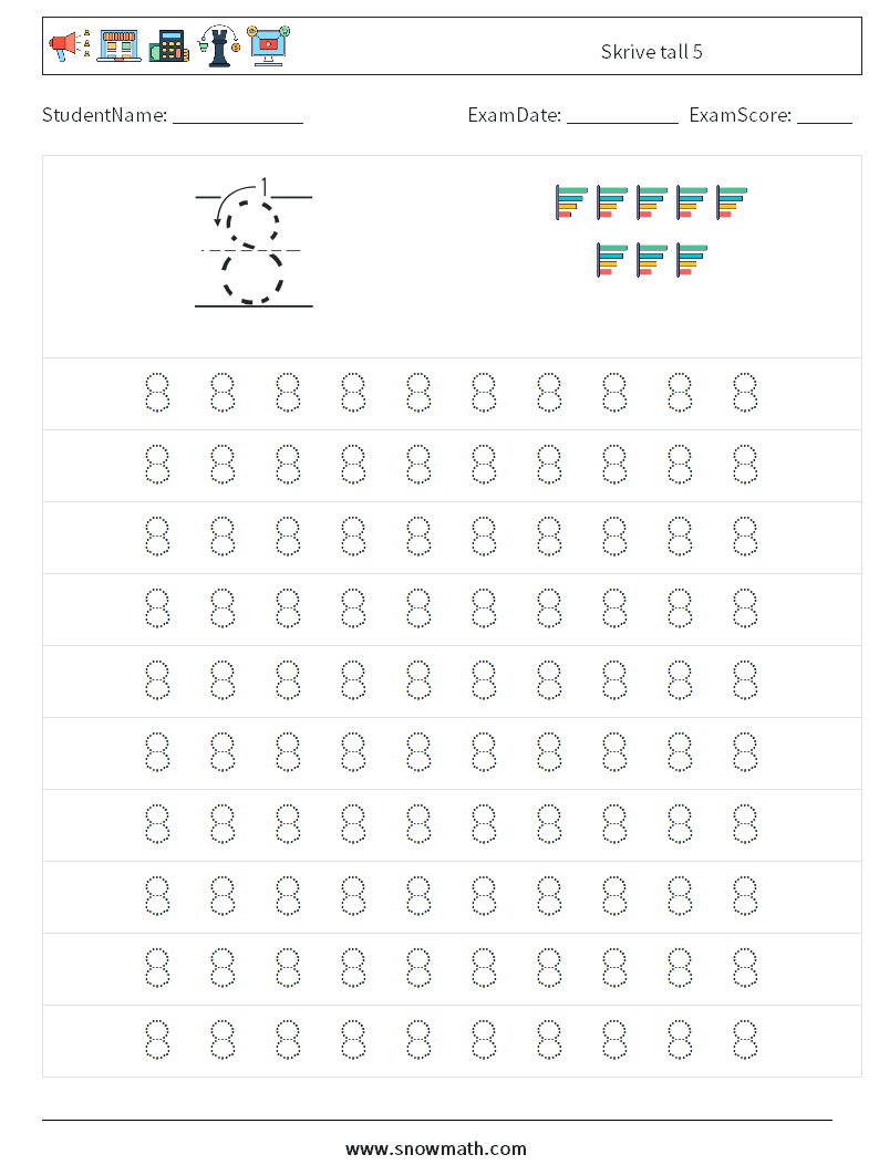 Skrive tall 5 MathWorksheets 1