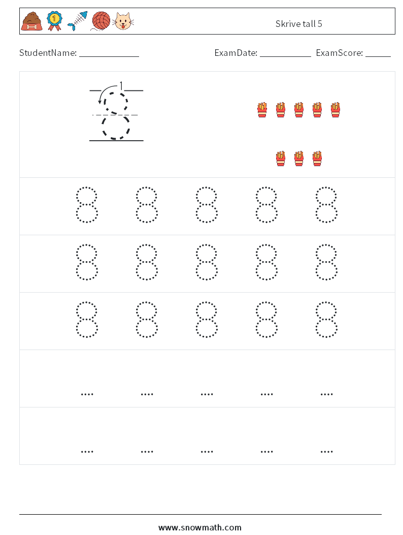 Skrive tall 5 MathWorksheets 11