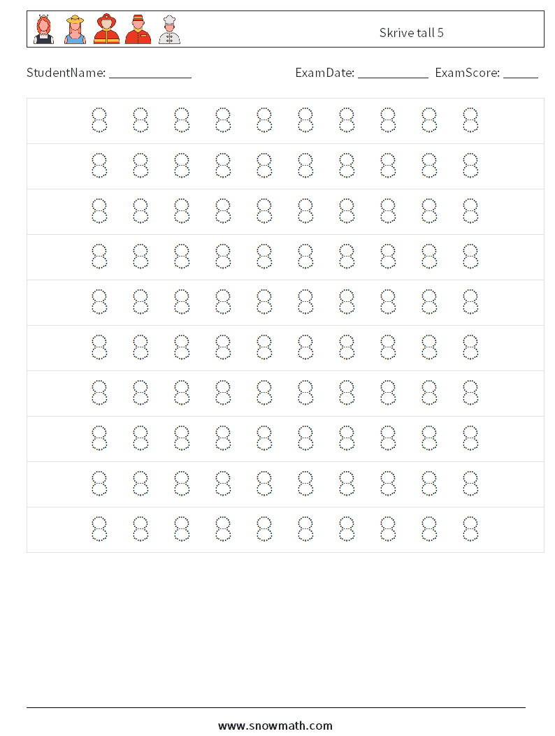 Skrive tall 5 MathWorksheets 2