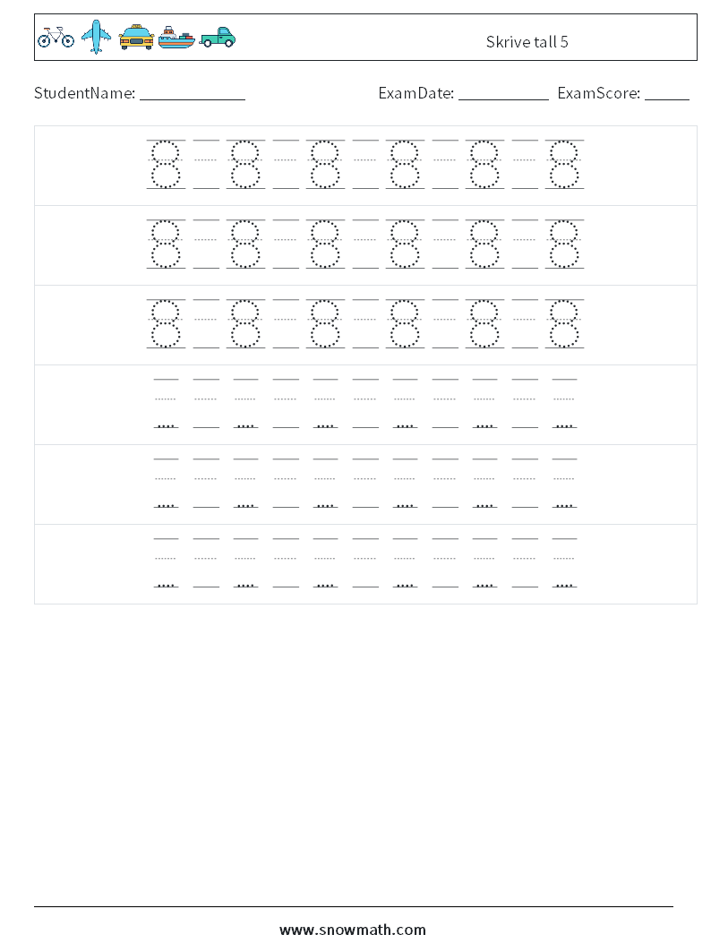 Skrive tall 5 MathWorksheets 20