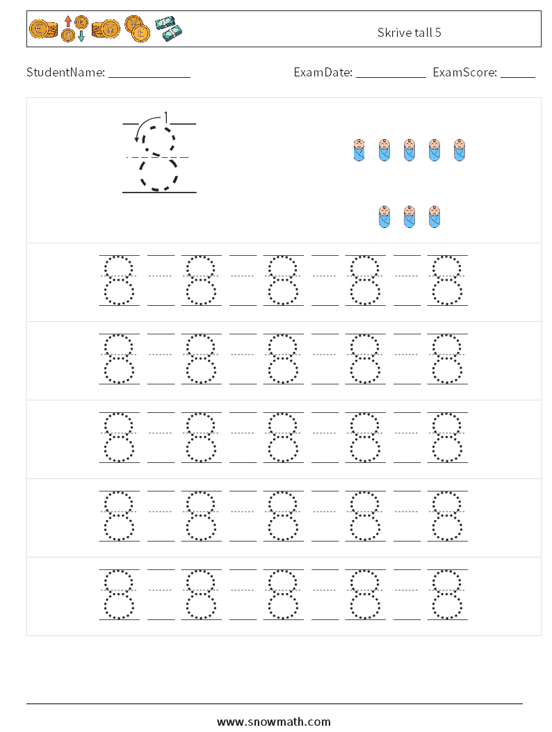 Skrive tall 5 MathWorksheets 21