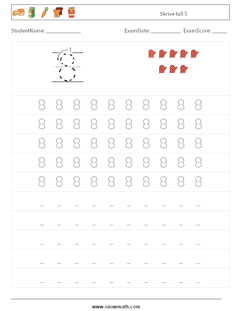 Skrive tall 5 MathWorksheets 3