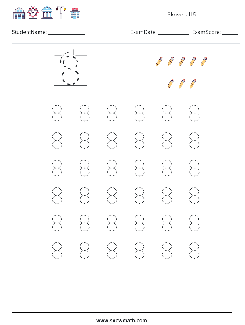 Skrive tall 5 MathWorksheets 5