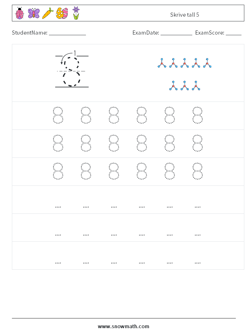 Skrive tall 5 MathWorksheets 7