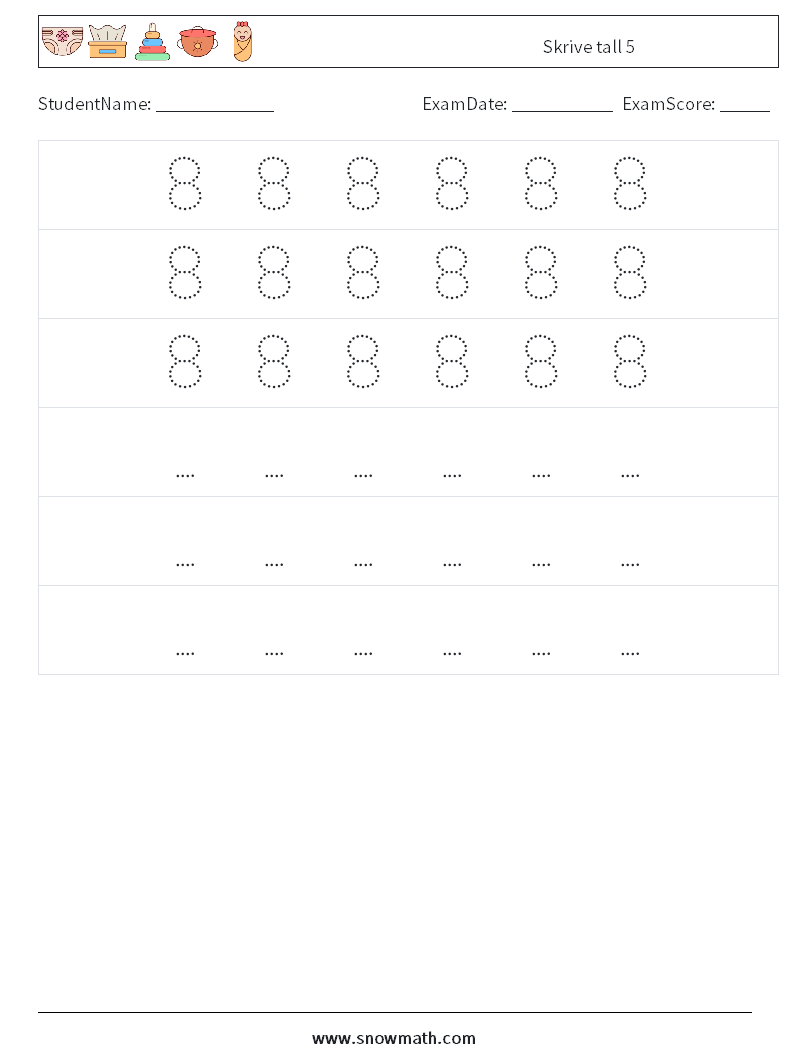 Skrive tall 5 MathWorksheets 8