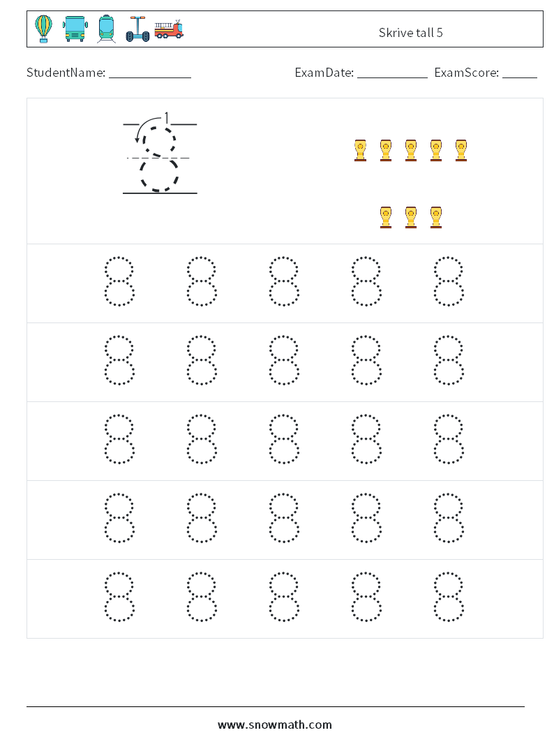 Skrive tall 5 MathWorksheets 9