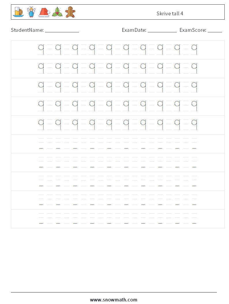 Skrive tall 4 MathWorksheets 16