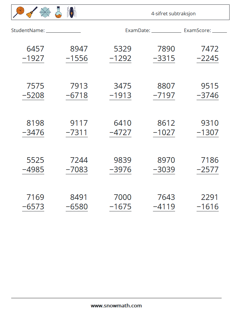 (25) 4-sifret subtraksjon