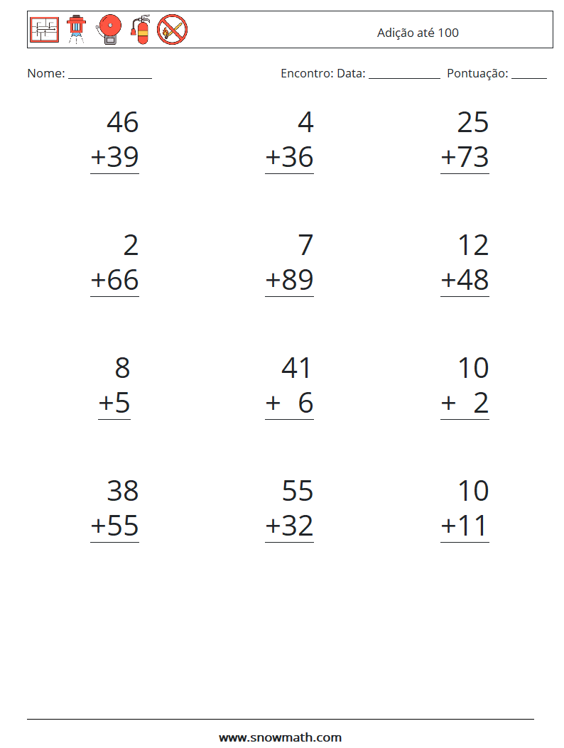 (12) Adição até 100 planilhas matemáticas 1