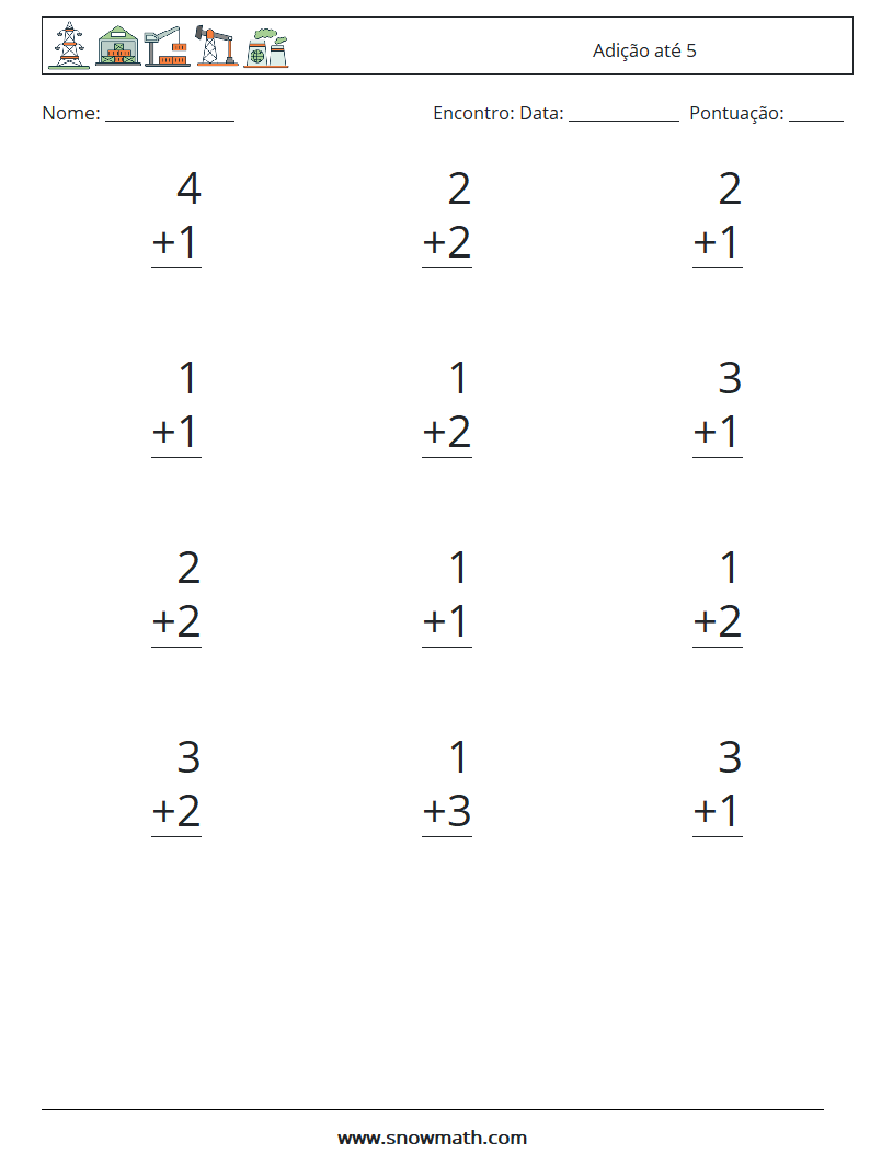 (12) Adição até 5 planilhas matemáticas 1