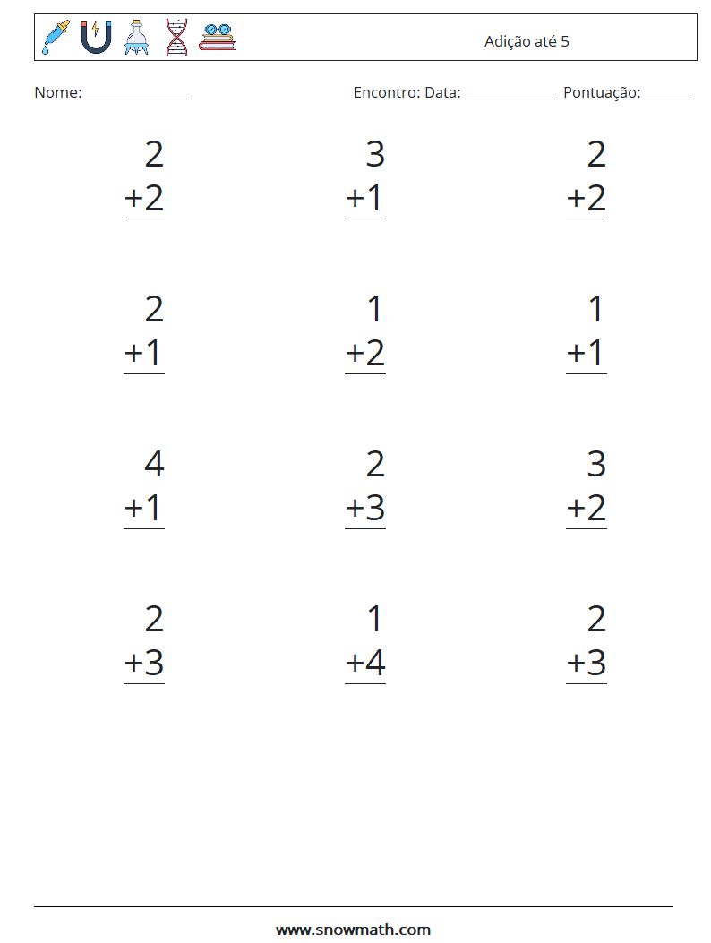 (12) Adição até 5 planilhas matemáticas 7