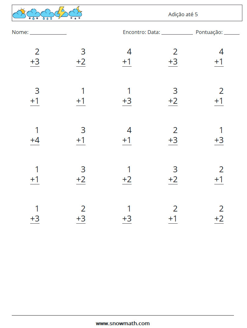 (25) Adição até 5 planilhas matemáticas 4