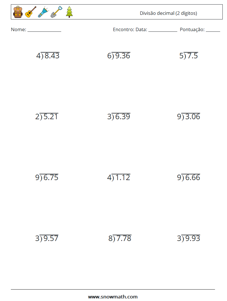 (12) Divisão decimal (2 dígitos) planilhas matemáticas 11