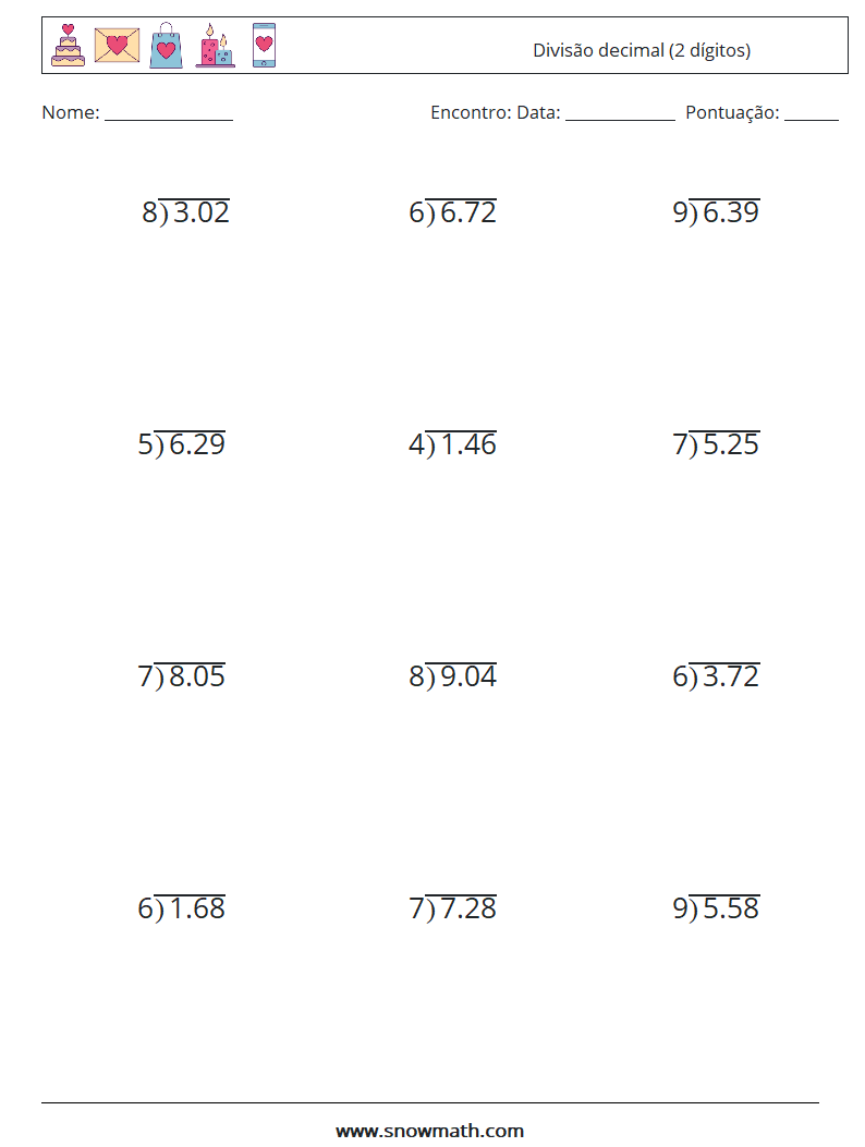 (12) Divisão decimal (2 dígitos) planilhas matemáticas 13