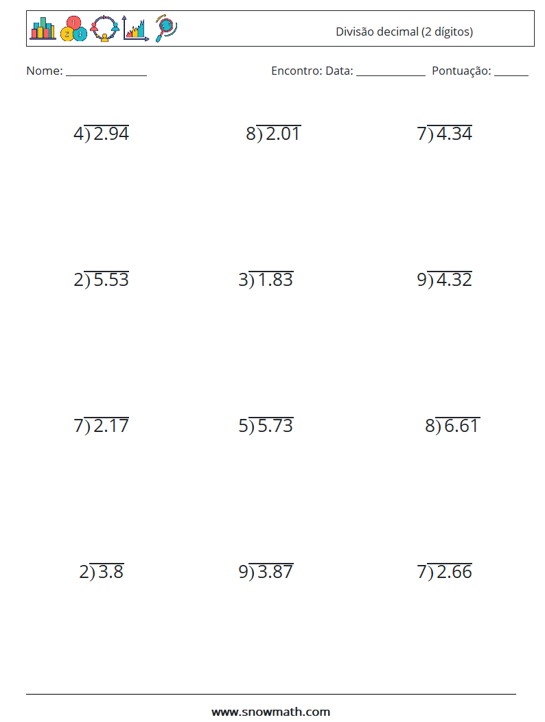 (12) Divisão decimal (2 dígitos) planilhas matemáticas 2