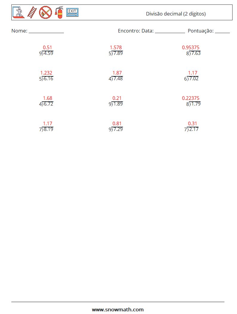 (12) Divisão decimal (2 dígitos) planilhas matemáticas 5 Pergunta, Resposta