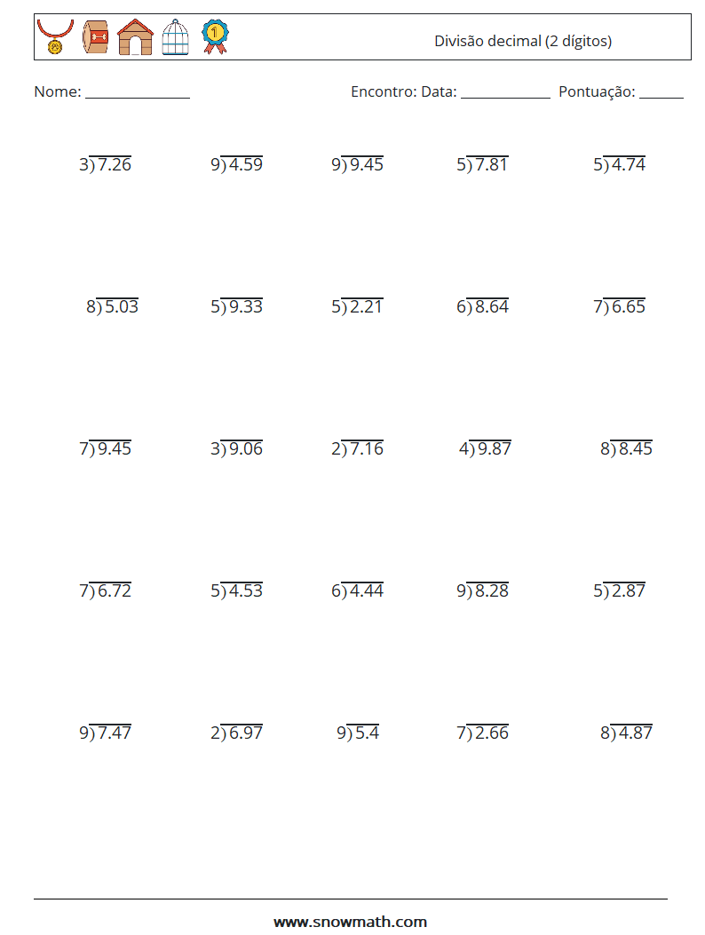 (25) Divisão decimal (2 dígitos) planilhas matemáticas 13