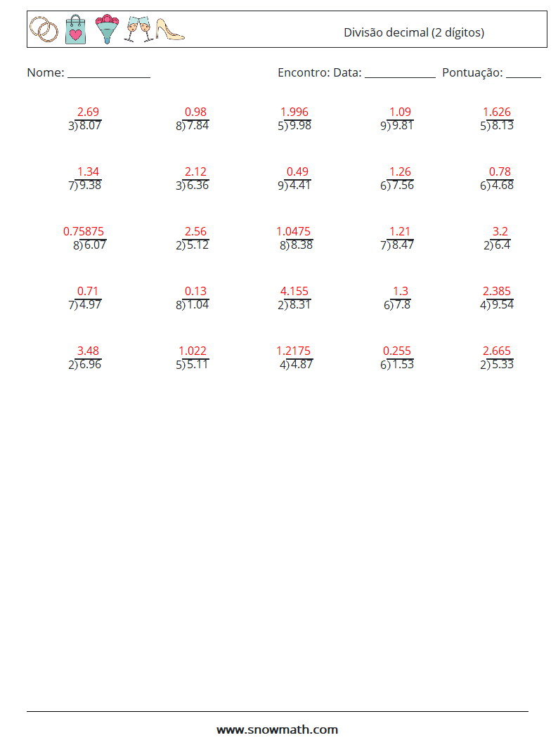 (25) Divisão decimal (2 dígitos) planilhas matemáticas 17 Pergunta, Resposta