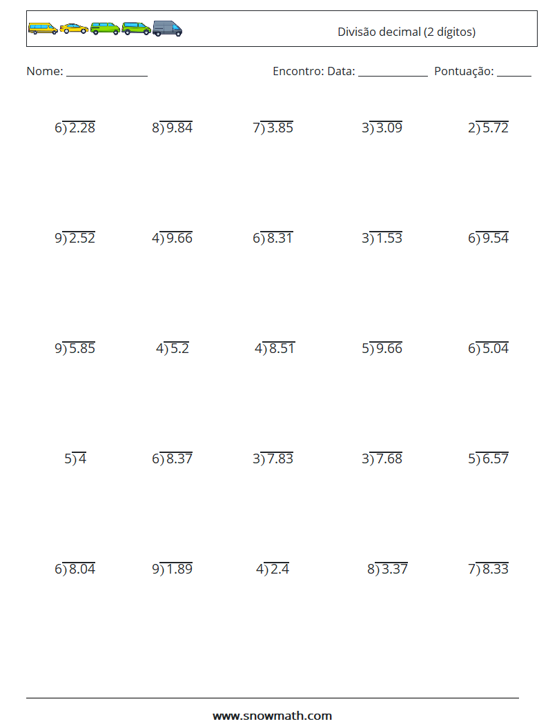 (25) Divisão decimal (2 dígitos) planilhas matemáticas 3