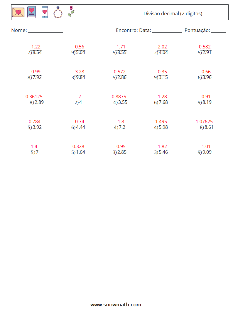 (25) Divisão decimal (2 dígitos) planilhas matemáticas 6 Pergunta, Resposta