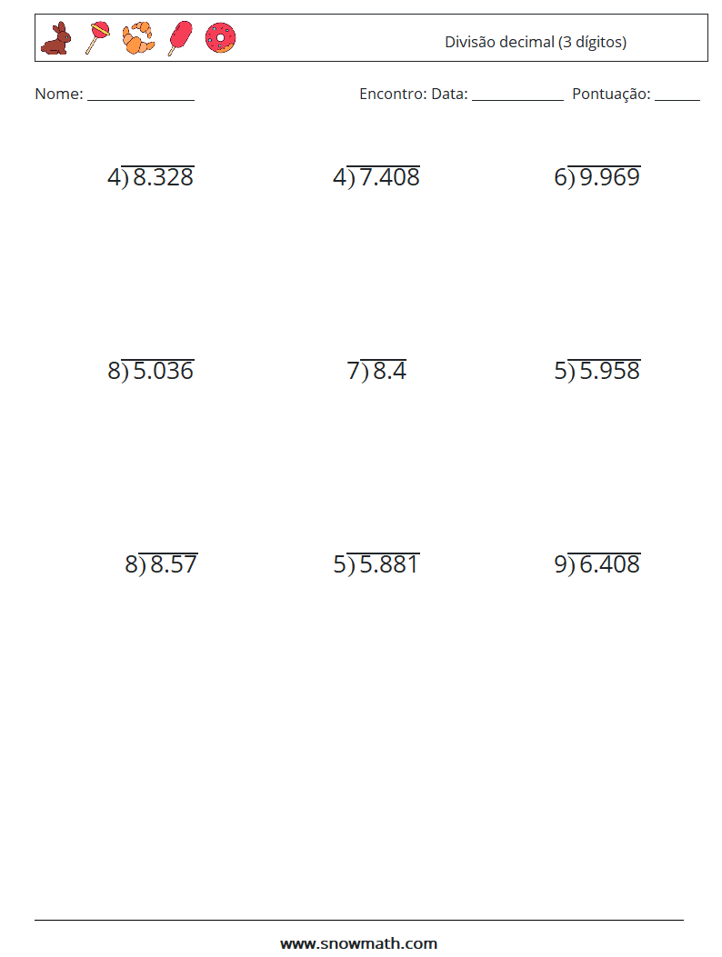 (12) Divisão decimal (3 dígitos) planilhas matemáticas 11