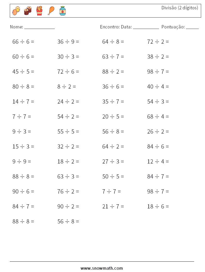 (50) Divisão (2 dígitos) planilhas matemáticas 3