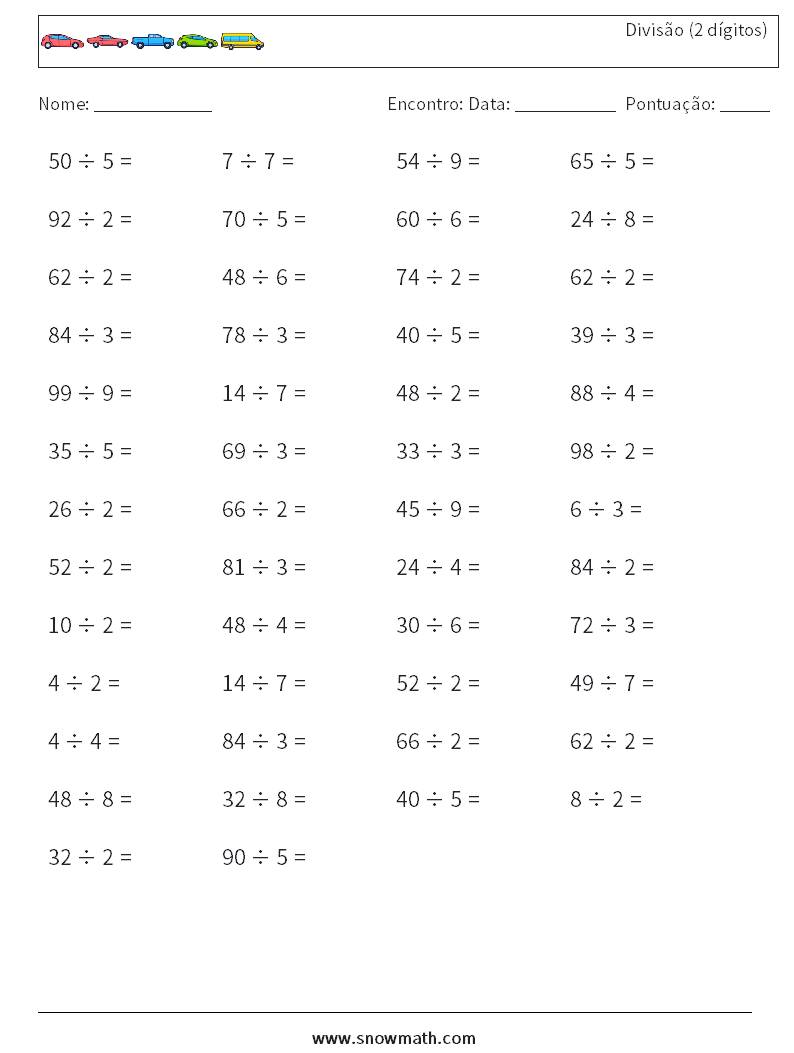 (50) Divisão (2 dígitos) planilhas matemáticas 9