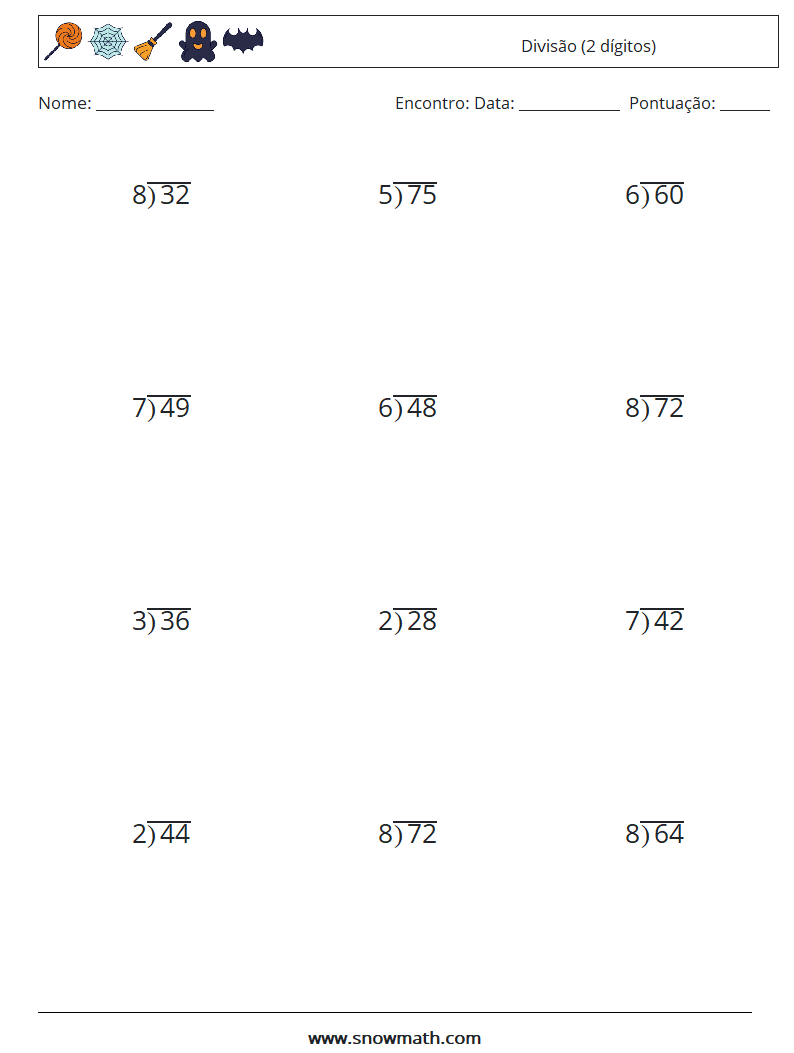 (12) Divisão (2 dígitos) planilhas matemáticas 12