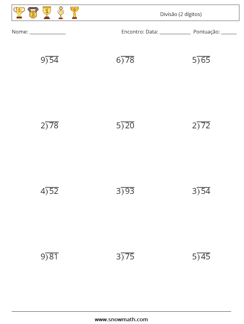 (12) Divisão (2 dígitos) planilhas matemáticas 9