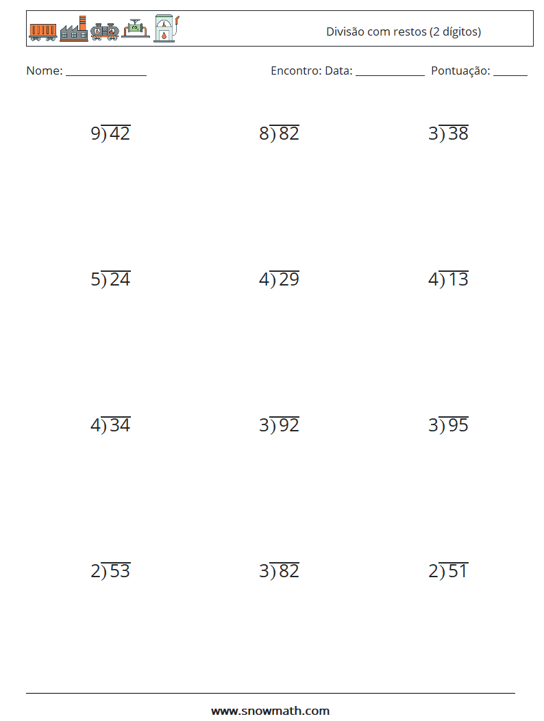 (12) Divisão com restos (2 dígitos) planilhas matemáticas 18