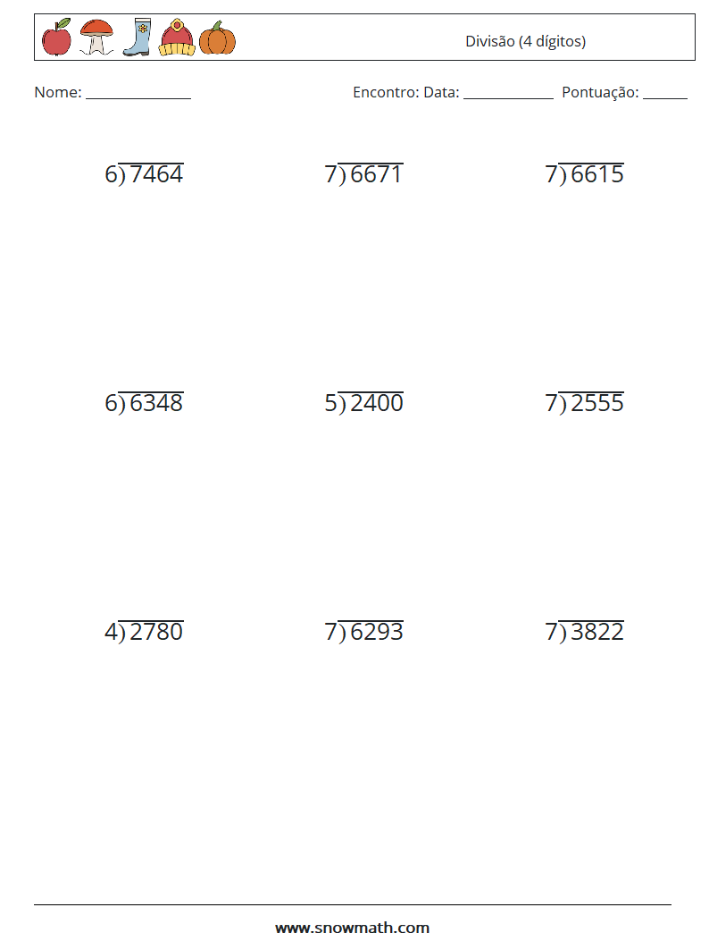 (9) Divisão (4 dígitos) planilhas matemáticas 17