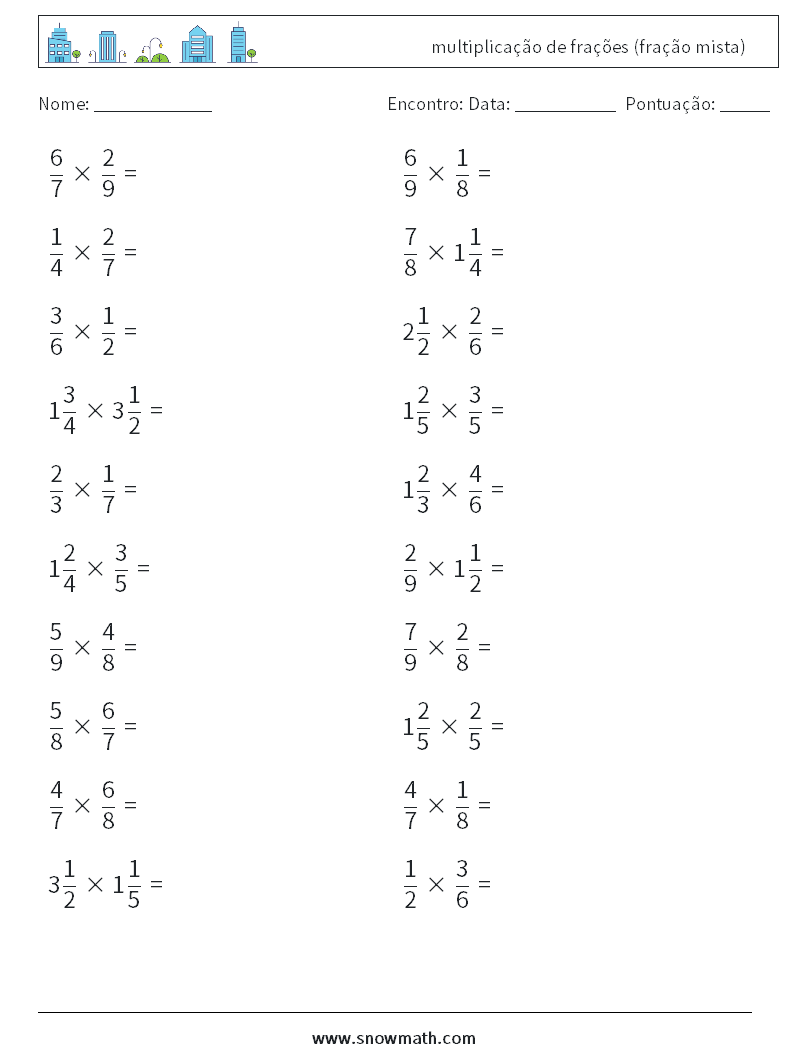 Multiplicação e divisão mista imprimível 6ª série planilhas