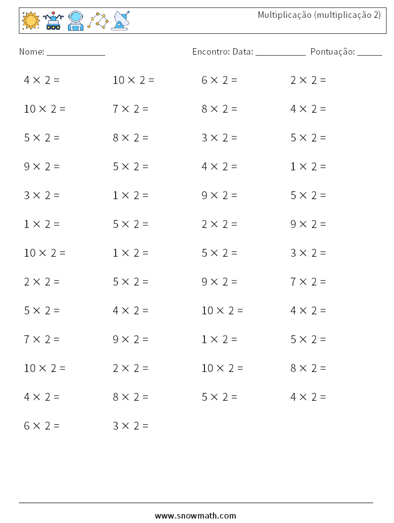 (50) Multiplicação (multiplicação 2) planilhas matemáticas 3