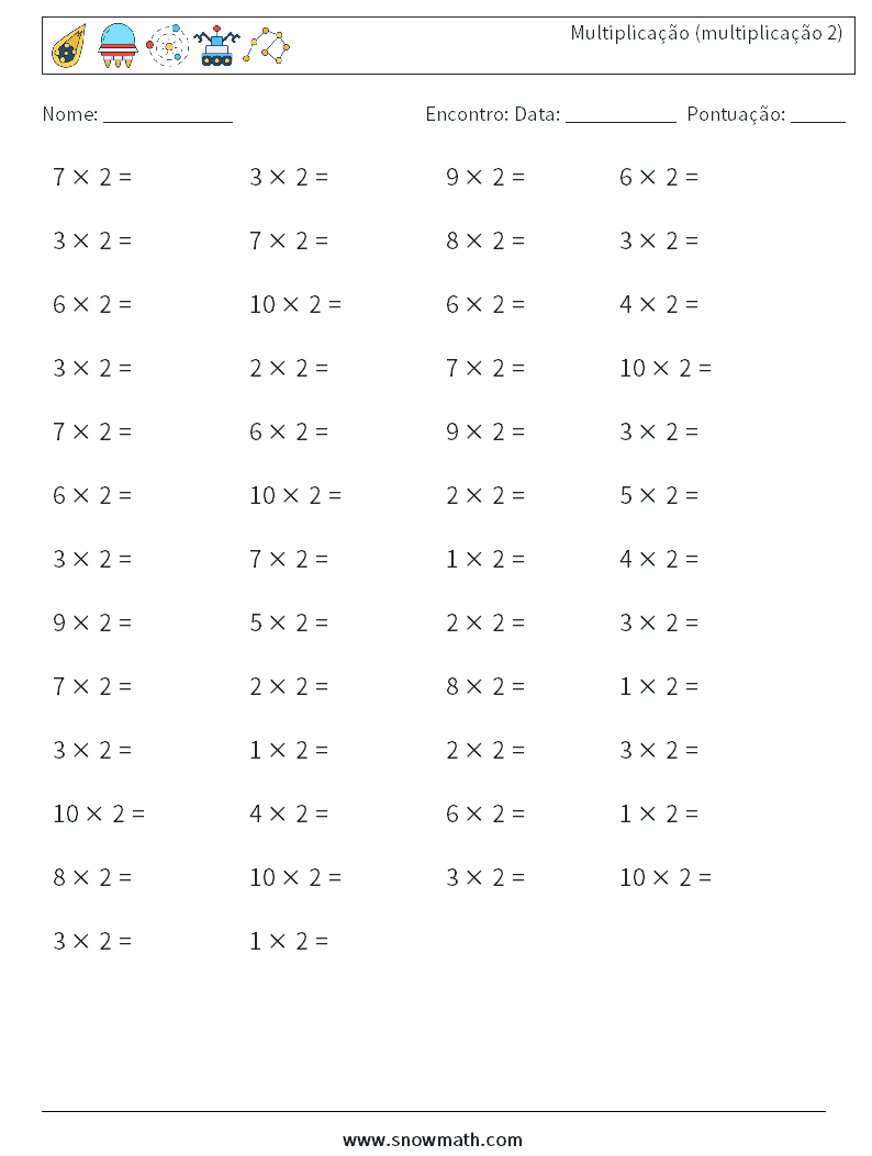 (50) Multiplicação (multiplicação 2) planilhas matemáticas 5