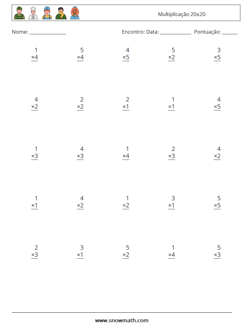 (25) Multiplicação 20x20 planilhas matemáticas 17