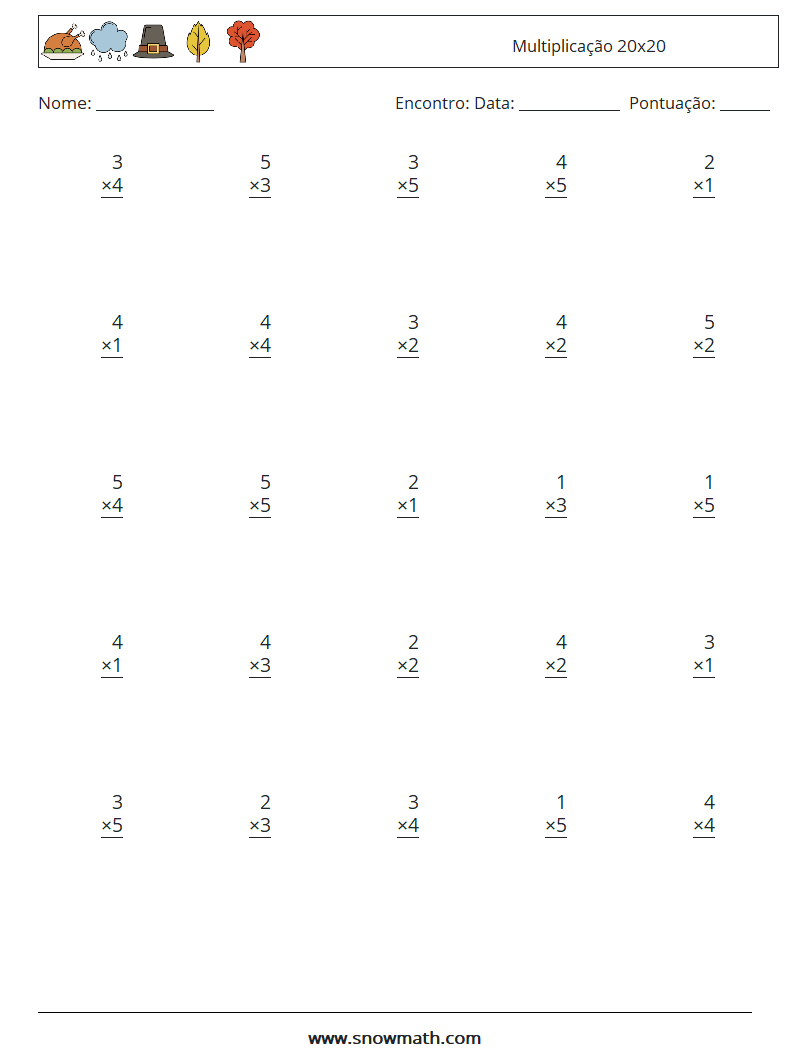 (25) Multiplicação 20x20 planilhas matemáticas 18