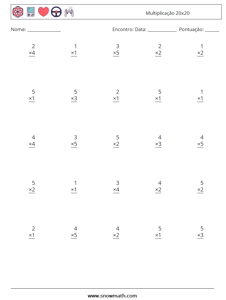 (25) Multiplicação 20x20 planilhas matemáticas 3