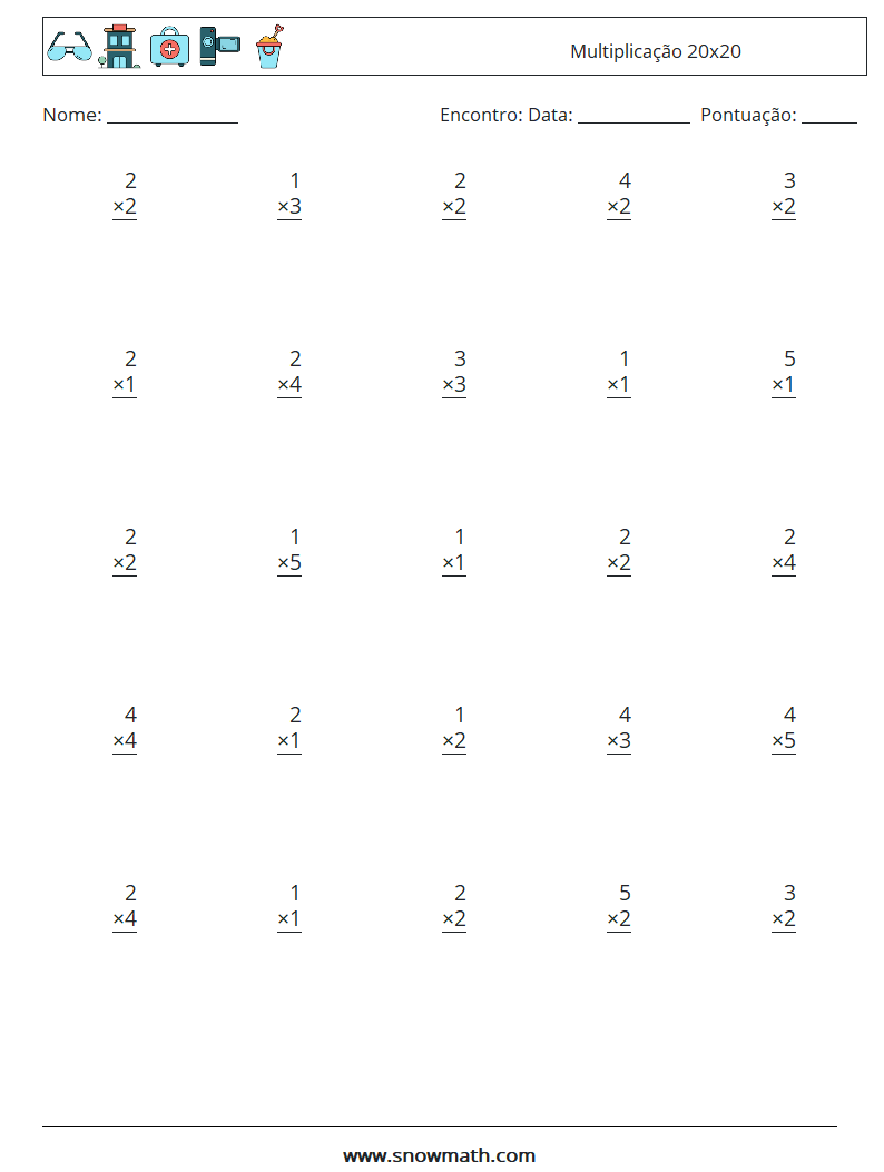 (25) Multiplicação 20x20 planilhas matemáticas 4