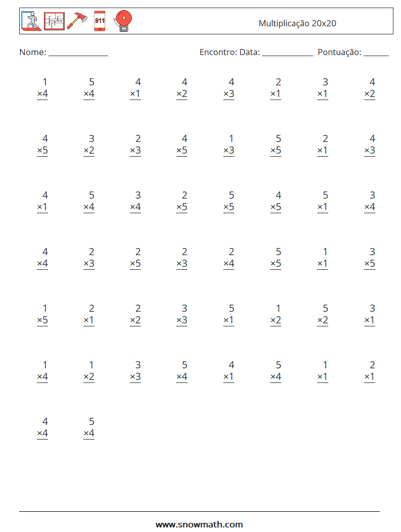 (50) Multiplicação 20x20 planilhas matemáticas 14