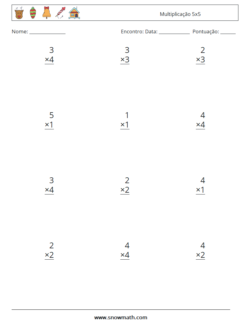 (12) Multiplicação 5x5 planilhas matemáticas 3