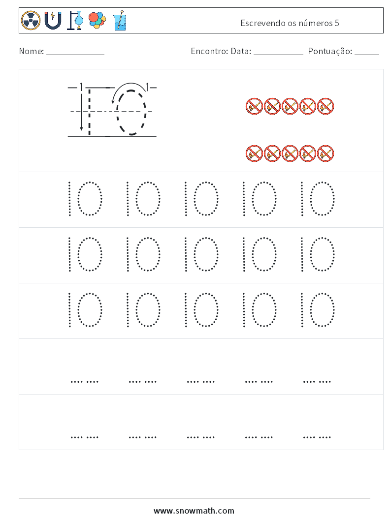Escrevendo os números 5 planilhas matemáticas 11