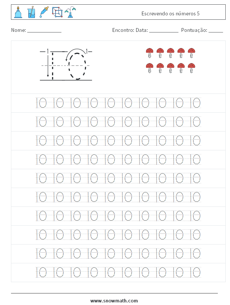 Escrevendo os números 5 planilhas matemáticas 13