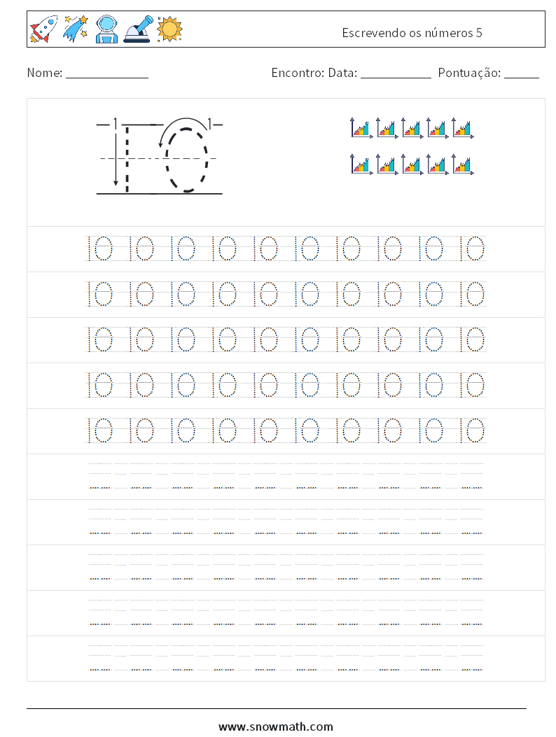 Escrevendo os números 5 planilhas matemáticas 15