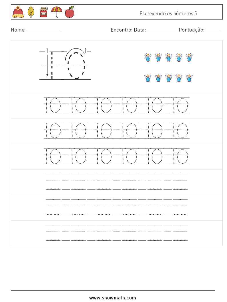 Escrevendo os números 5 planilhas matemáticas 19