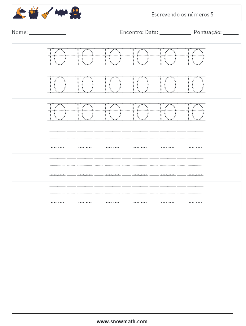 Escrevendo os números 5 planilhas matemáticas 20