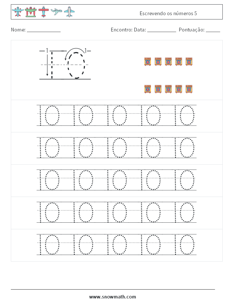 Escrevendo os números 5 planilhas matemáticas 21