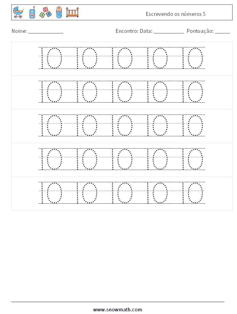 Escrevendo os números 5 planilhas matemáticas 22
